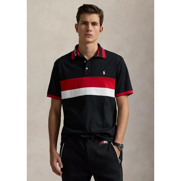 NWT MENS SZ SMALL POLO RALPH LAUREN S/S POLO SHIRT~RACING STRIPED~NWT